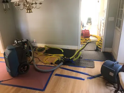 Air movers drying a room after a water loss in a Hawthorne, CA property
