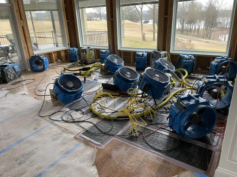 Air movers and dehumidifiers drying a Hawthorne, CA room